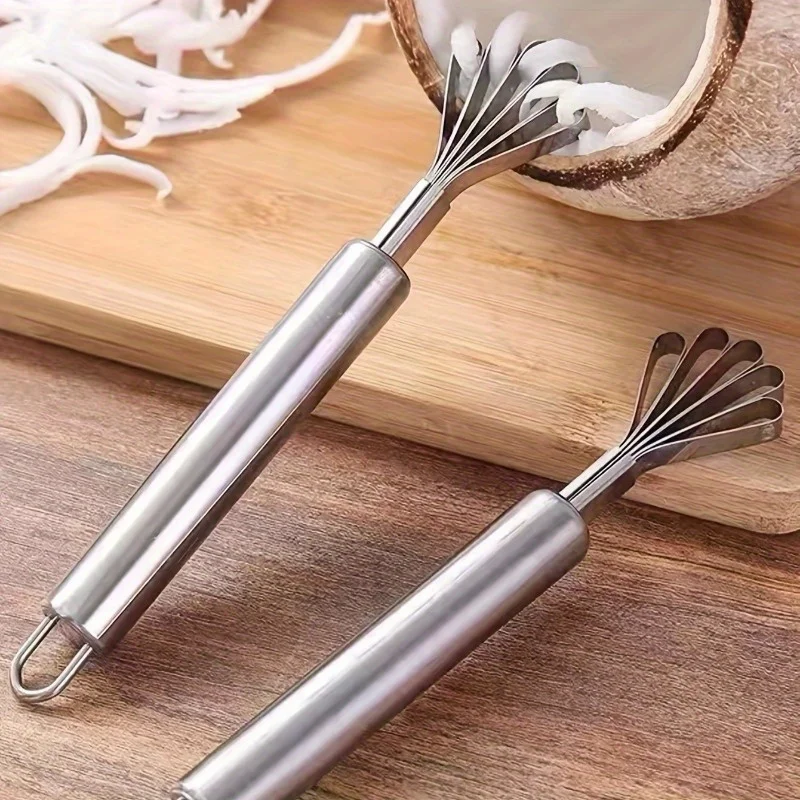 1pc Coconut Meat Removal Knife, Stainless Steel Coconut Shaver, Hanging Seafood Accessories, Kitchen Gadgets, Items