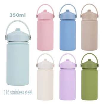 Custom 350ml Sports Water Bottle, 316 Stainless Steel Wide Mouth Straw Lid, Personalized Gift