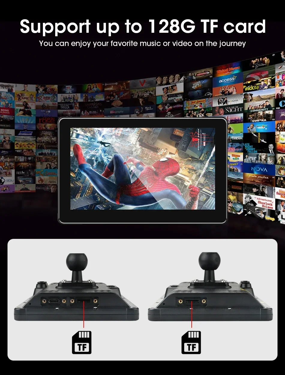 Srnubi 7 Zoll Motorrad DVR Tragbare Drahtlose CarPlay Android Auto AI Stimme Dual Bluetooth IP67 Wasserdicht bildschirm GPS Navigation – Detail 11
