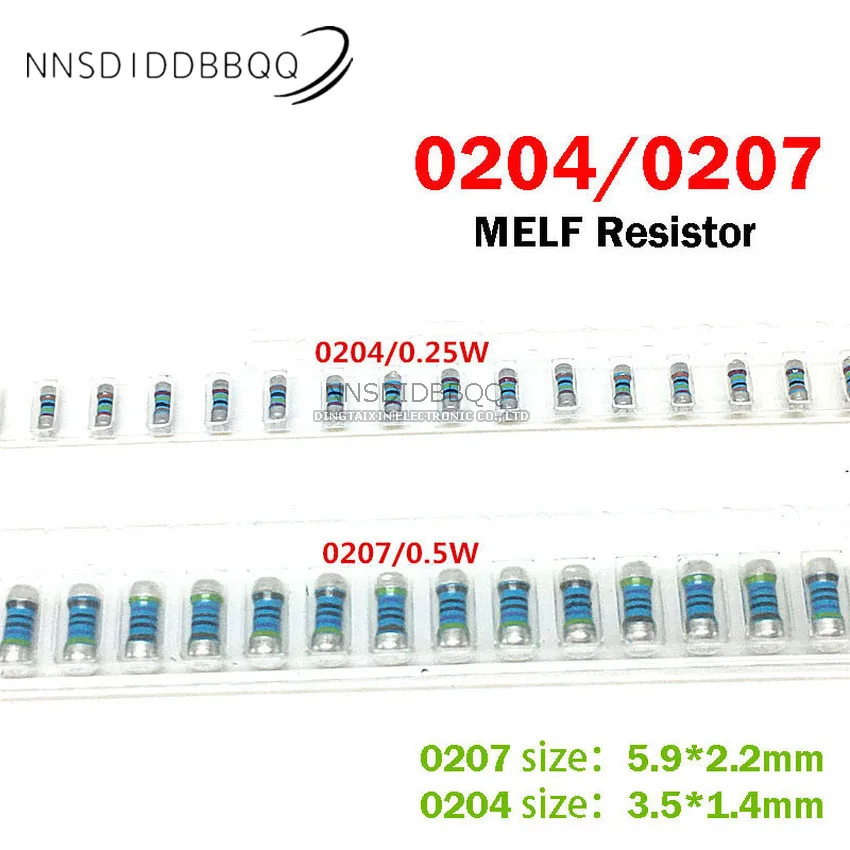 

Металлопленочный прецизионный резистор SMD MELF 0204 0207 1 м 2 м 2,2 м 2,7 м 3,3 м 10 м 1%, 20/50 шт.