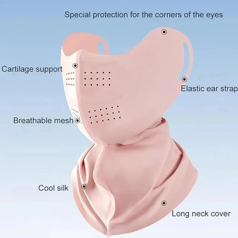 Masque Facial Soie Glacée GGUFAY - Protection UV, Anti-poussière, Pour Vélo, Randonnée Et Activités Extérieures