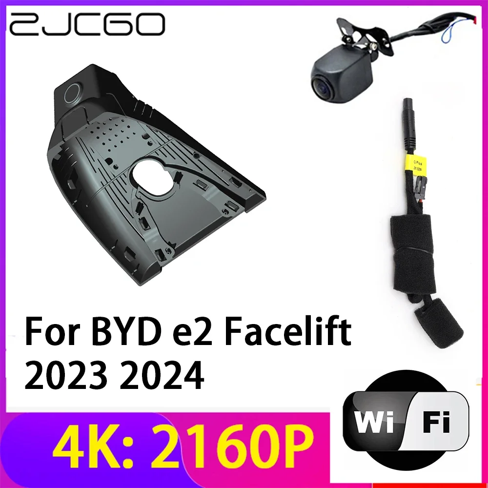 

Видеорегистратор ZJCGO 4K 2160P, 2 объектива, Wi-Fi, ночное видение, для BYD e2 Facelift 2023 2024