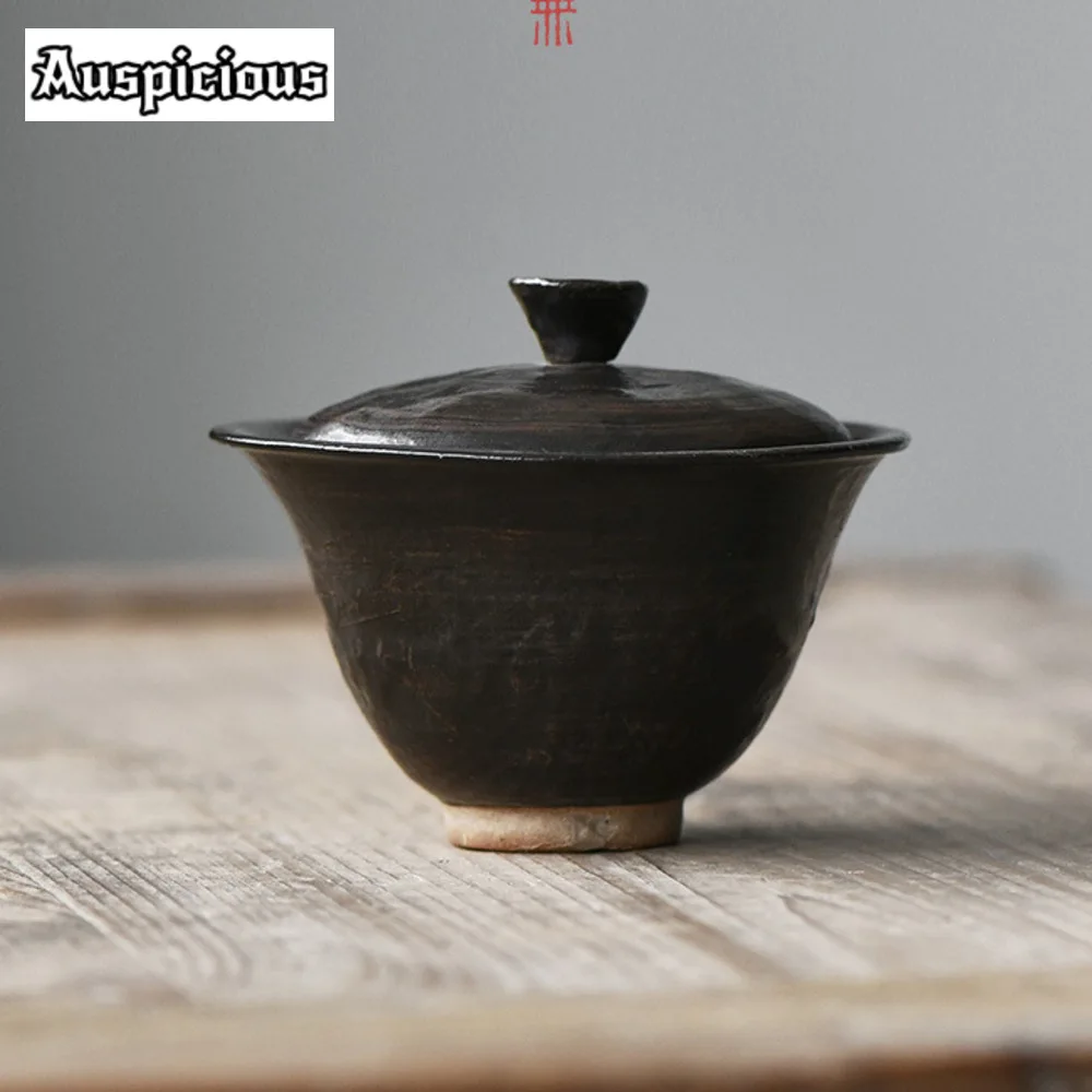 120ml Japanese Coarse Pottery Handamde Gaiwan Creative Tea Tureen Tea Brewing Cover Bowl Chinese Set Supplies Ornaments Gifr