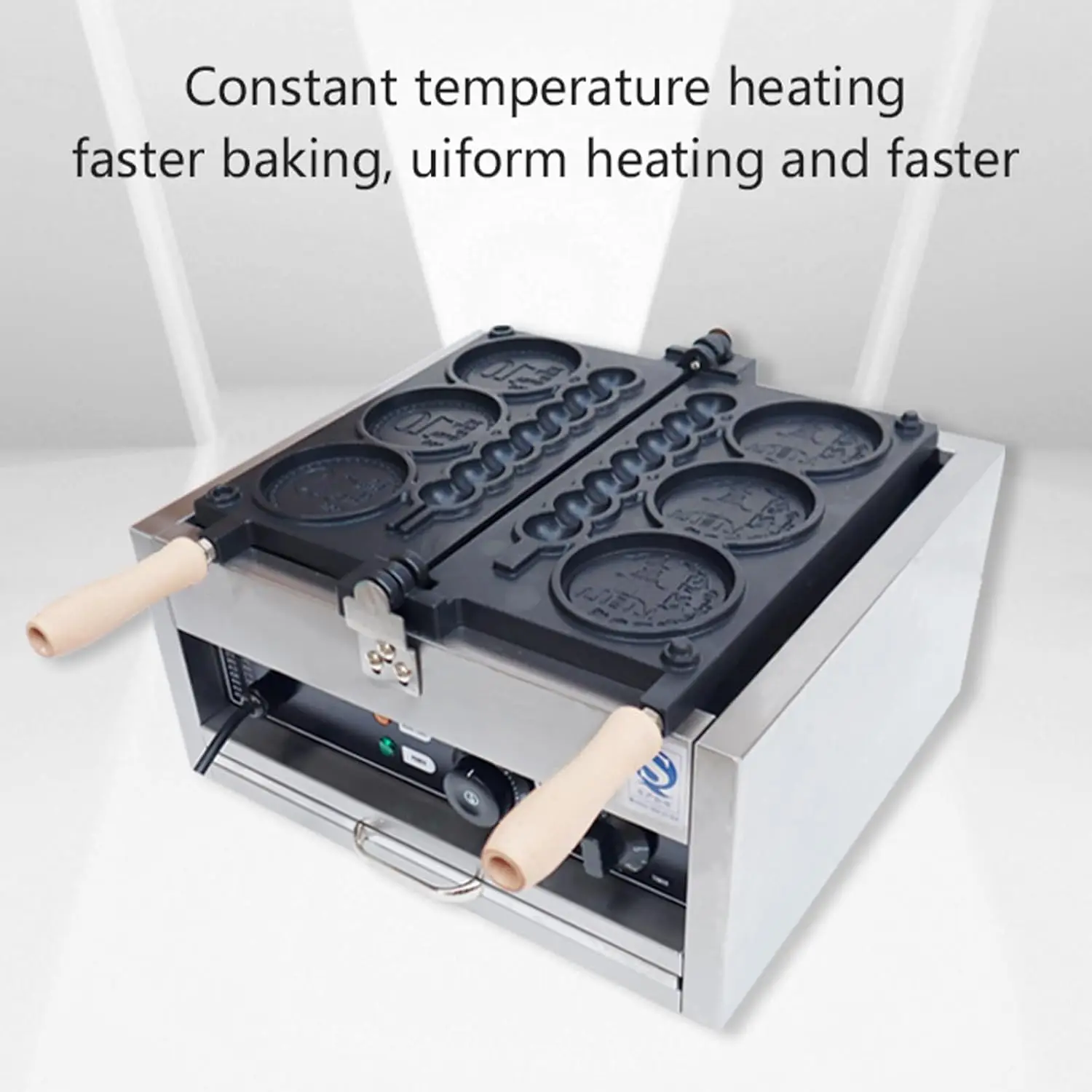 2 In 1 Waffle Sticks Maker 10 Yen Coin Waffle Maker Waffles on a Stick Maker Stainless Steel, 50-300℃ Temp Control, 5-min Timer 6