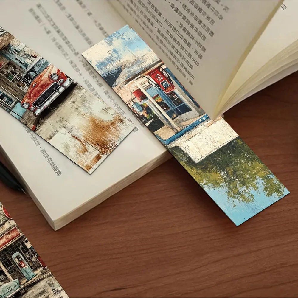 Classic Gas Station Bookmarks American Retro Car Style Reading Books Marked Paper Cards 30Pcs Creative Diy
