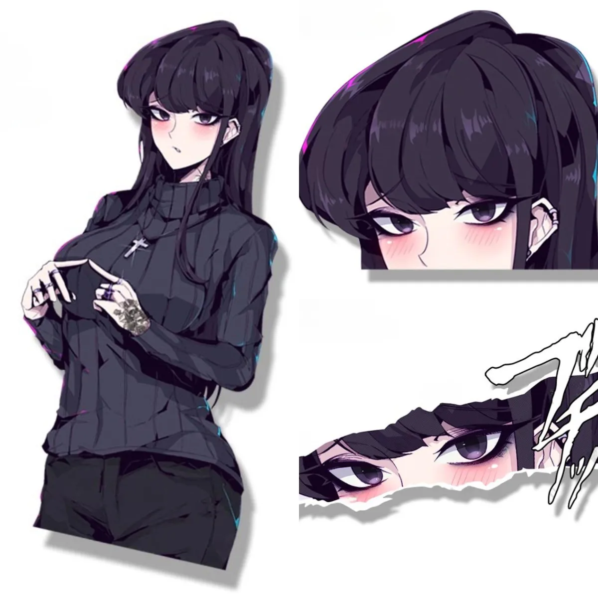 

Креативная Готическая наклейка на автомобиль Komi-san Fanart, аниме Komi, не может общаться, эскиз Waifu, наклейка JDM, Мультяшные граффити, наклейки