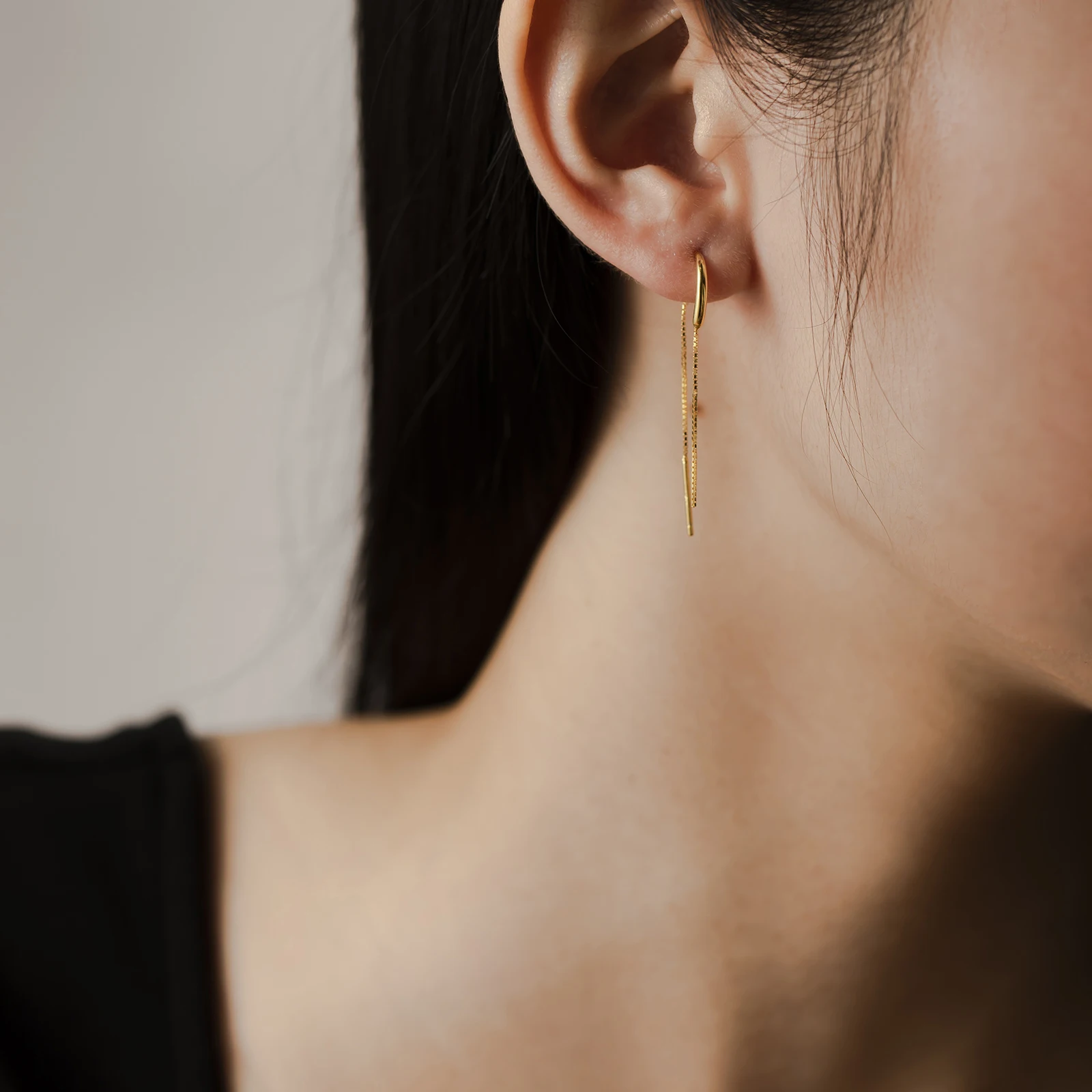 925 Sterling Silver Single Chain 65mm Piercing Drop Earring For Women drop earrings dangle earrings silver jewelry long earrings golden earrings