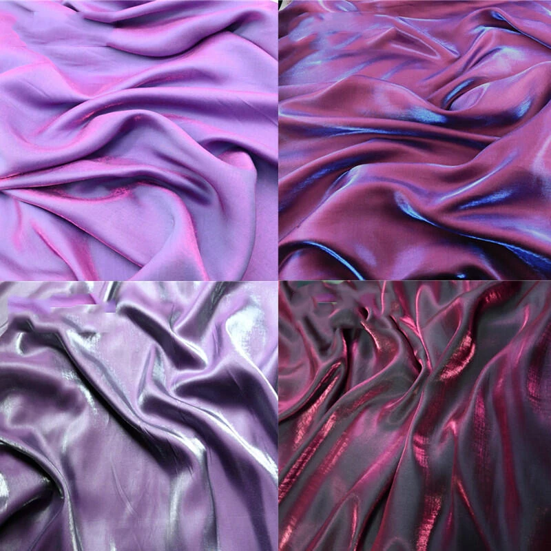Purple Blue Iridescent Satin Fabric - Luxuriously Soft and Smooth Draping Material for DIY Clothing and Crafts