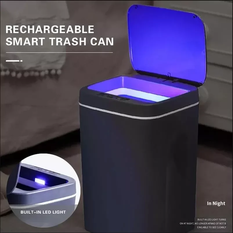 Desktop trash can,trash can 12/14/16L Intelligent Automatic Sensor Electric Waste Bin for Kitchen Bathroom