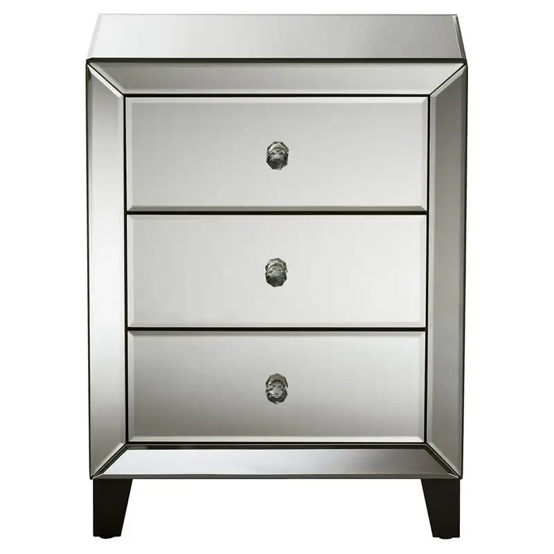 

and Contemporary Glamour Style Mirrored 3-Drawers End Table End Table