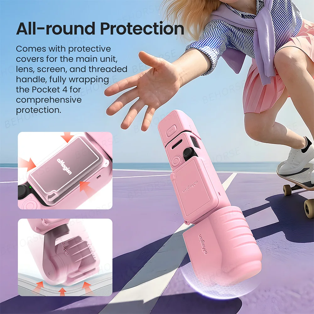 DJI Pocket 4 렌즈 스크린용 실리콘 케이스 DJI Pocket 4 카메라 액세서리용 긁힘 방지 보호 케이스 올라운드 커버