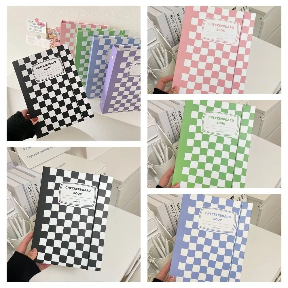 Checkerboard A5 Kpop Idol Photocard Binder Book Jacket Hard Cover Idol Photo Album Loose-leaf 6-hole Photo Card Holder