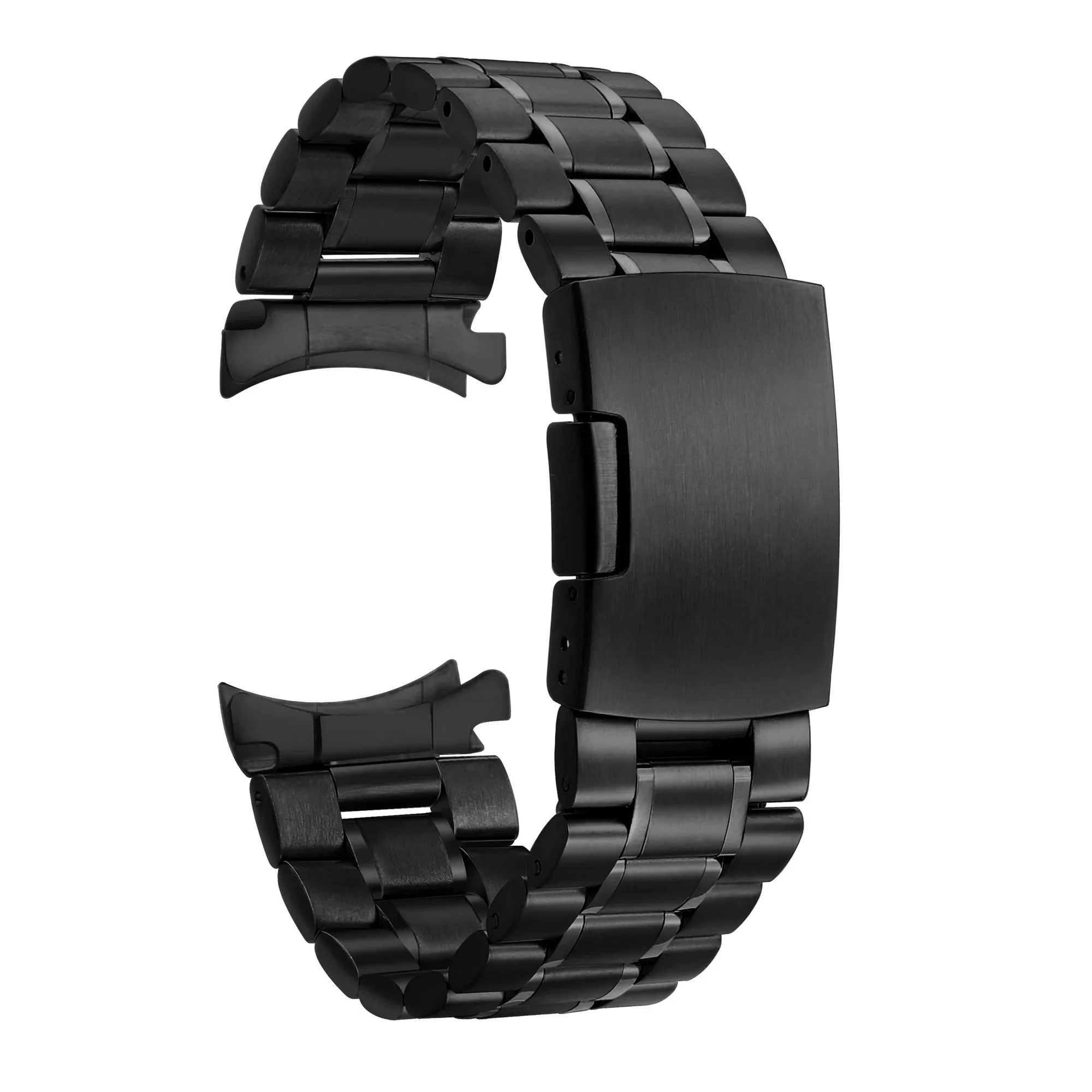 Premium 316L Stainless Steel Curved End Watch Strap with Folding Buckle and Tool