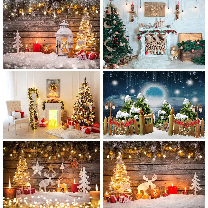

SHUOZHIKE Christmas Day Photography Backdrops Snowman and Pine Trees Forest Garland Theme Photo Studio Background FSS-203