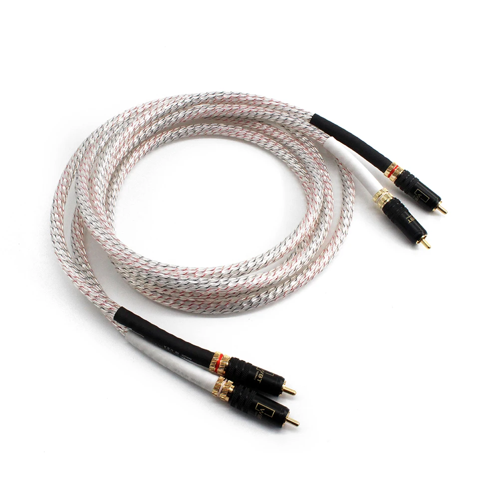 

High Quality Pair Nordost Valhalla 7N silver plated audio RCA interconnect cable with Gold Plated RCA plug connector