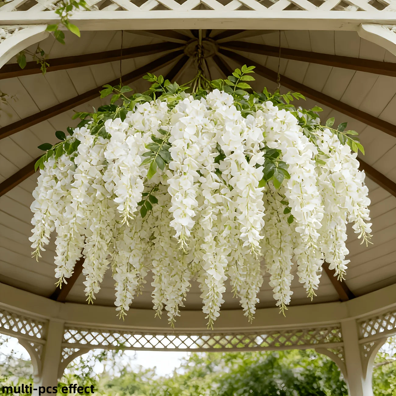 48 künstliche Glyzinienranken, künstliche Blumenranken für Innen- und Außendekorationen/weiß, geeignet für Hochzeitsdekorationen, Bögen, Gärten, Terrassen, Deckendekorationen, Rankgitter-Dekorationen, Deckendekoration