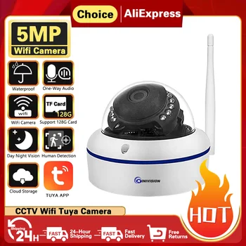 Tuya Smart Life Home Metal Dome 5MP Day Night Vision Camera WiFi Outdoor IP66 impermeabile Home Security telecamera Ip di rilevamento umano