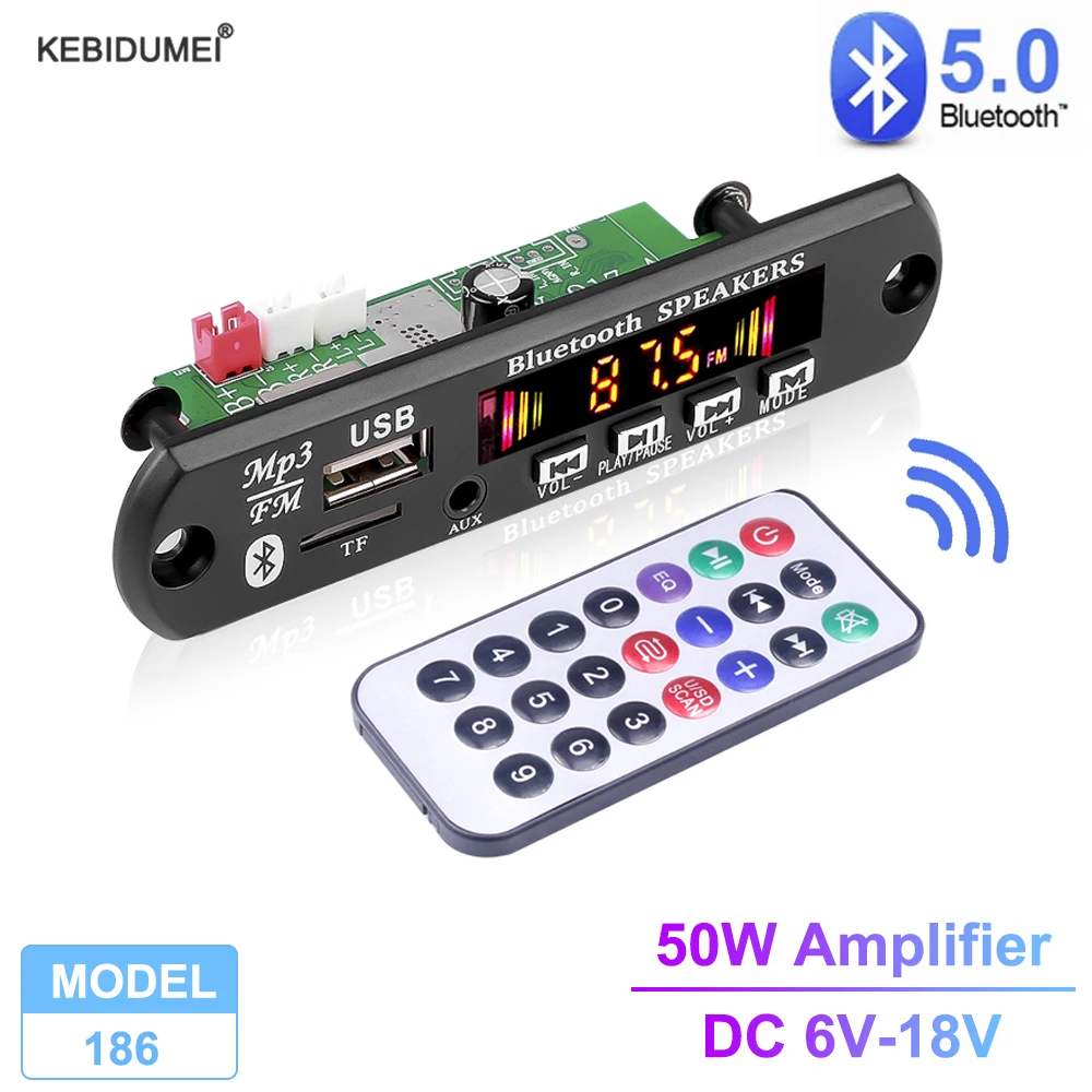Dc 12V Mp3 Decoder Board 6-18V 50W Amplificatore Bluetooth 5.0 Lettore Mp3 Car Fm Radio Module Musica Audio Registrazione Chiamata Per Altoparlante