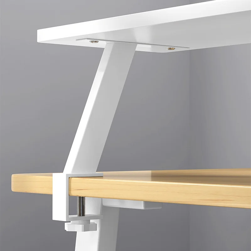 Organizzatore da scrivania versatile con morsetto a U in metallo - Robusto scaffale portaoggetti in legno per ufficio, studio e lettura - immagine 6