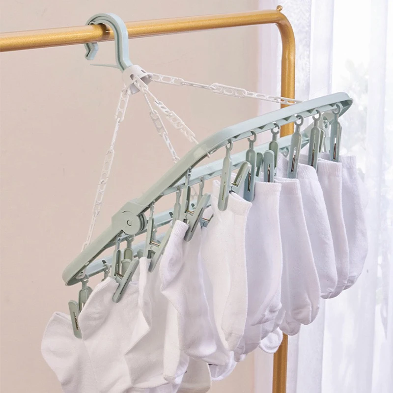 1/3PCS Foldable Drip Hanger with 32 Clips - Plastic Hanging Drying Rack for Clothes Underwear Socks Suitable for Bedroom Balcony 2