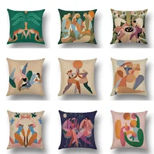 Funda de almohada de lino para el hogar, cubierta decorativa de cojín con pintura abstracta, minimalista y moderna para sofá y coche