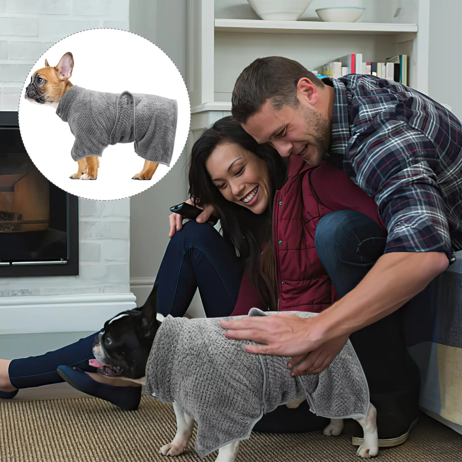 Dog Drying Coats Soft Pet Dog Bathrobe Towel for Small Medium Large Dogs Dressing Gown Adjustable Microfiber Hair pet bath towel