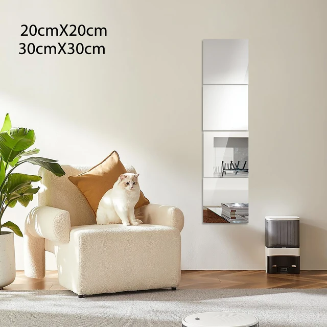 Specchi Da Parete Adesivi Acrilici - Set 4 Pezzi 30x30 Cm, Infrangibili, Sicuri, Per Bagno, Camera O Soggiorno - Foto 4