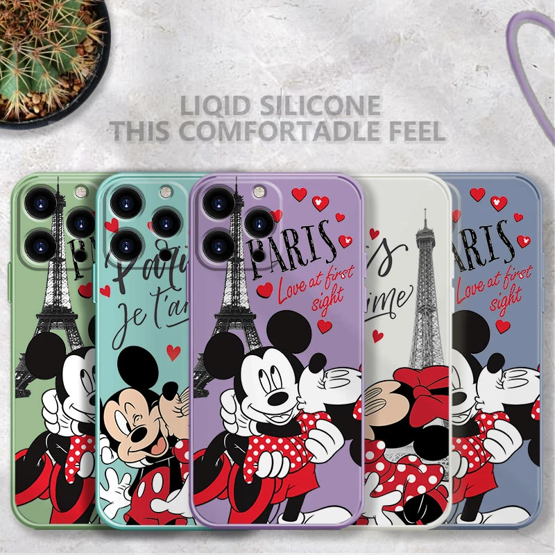 best iphone 13 mini case Mickey Minnie Mouse Square Liquid Case For iPhone 13 12 11 Pro Max 5S 6S 6 7 8 Plus X XR XS SE2022 12 13 Mini Candy Color Shell iphone 13 mini mobile phone cases