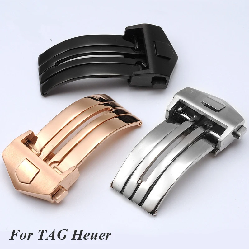 Watch Buckle Clasp 18mm 20mm Stainless Steel Folding for TAG Heuer Leather Silicone Watchband Double Button