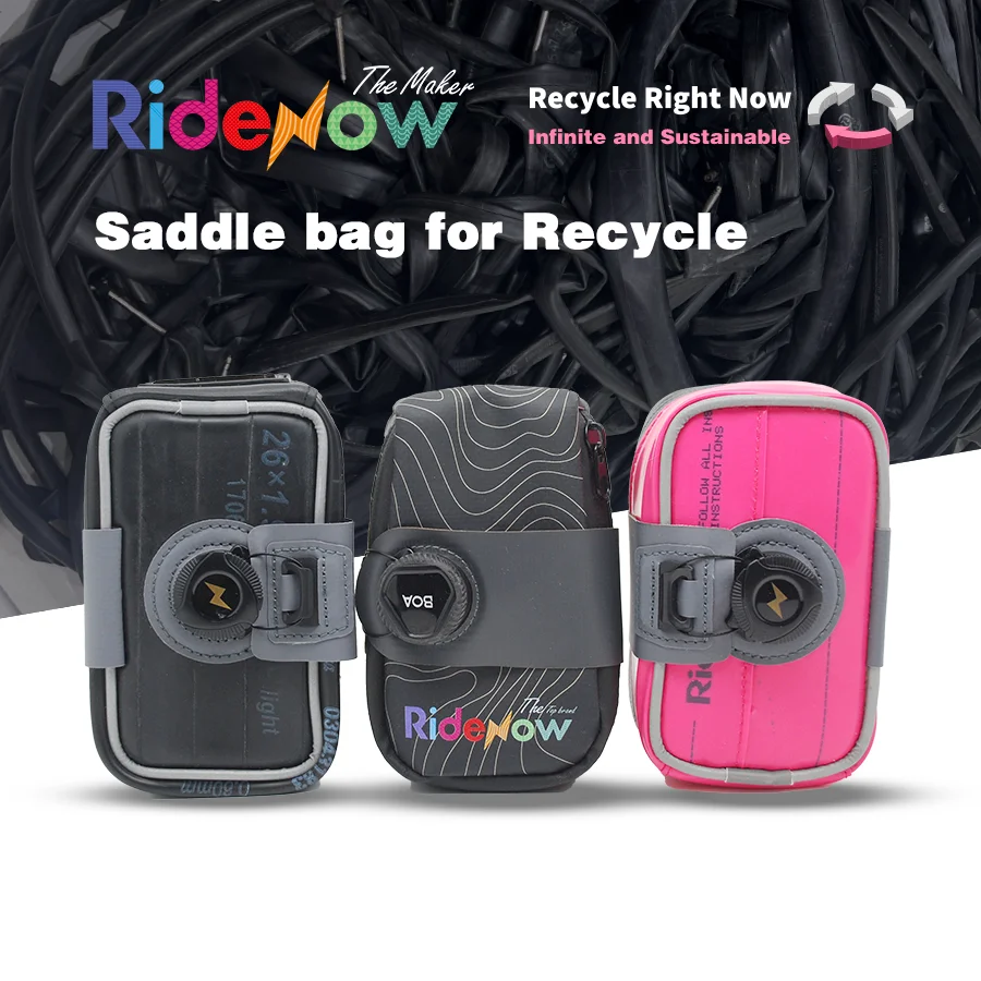 RideNow Recycled-materials Bike Bag Tail Bag Mountain Road Bike Backseat Saddle Bag Quick Detachable Waterproof Cycling Storage