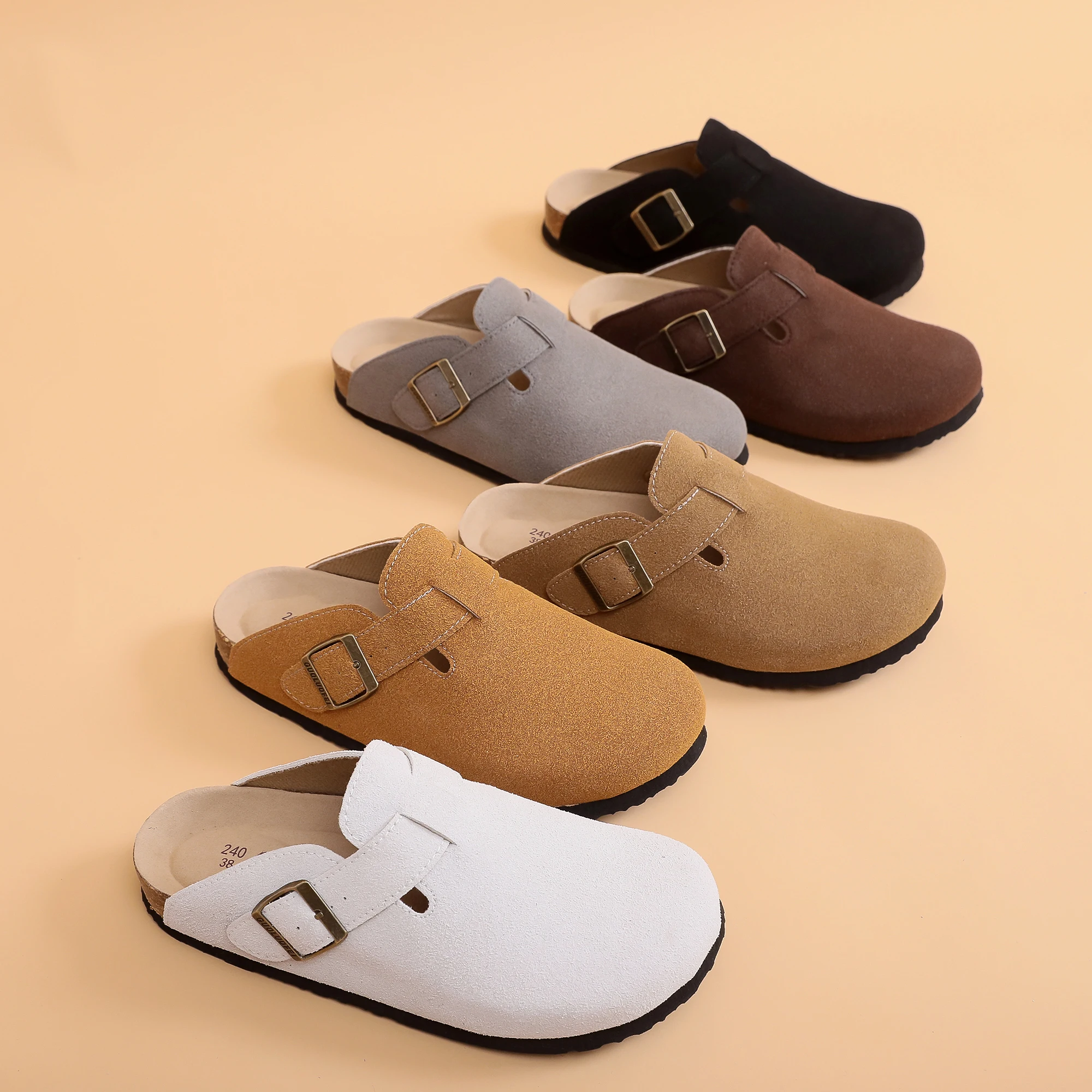 Shoes 2023 New Camel Classic Closed Toe Mule Slippers Flock Fashion Brown Cork Sandals Man Women Unisex