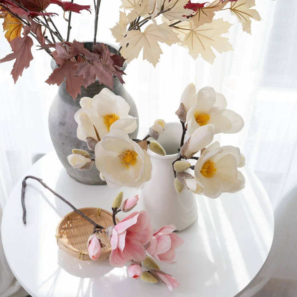 

Exquisite Handmade Single Stem Magnolia Artificial Flower, Perfect Gift for Home Decoration Bedroom Artificial Plants