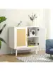 JOZZBY Rattan Sideboard Buffet Cabinet Set of 2 White Cabinet with Rattan Doors and Adjustable Shelves Accent Cabinet fo 3