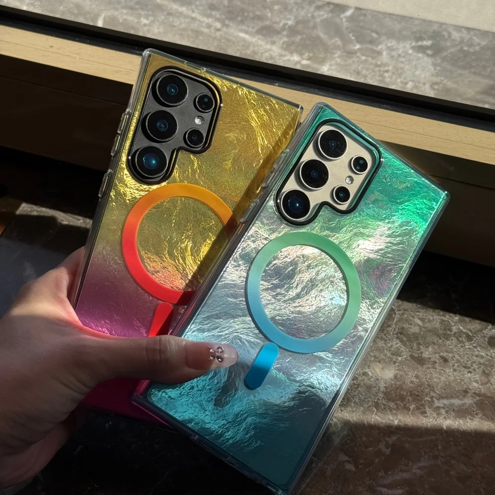 Gradient Colorful Glossy Glacier Texture Wireless Charging Cover