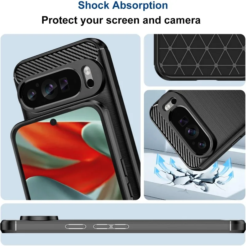 Sleek Carbon Fiber TPU Rubber Shockproof Slim Case with Wireless Charging Support