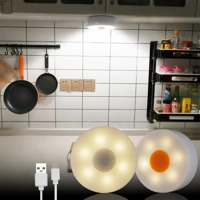 Smart Kitchen Lights USB Rechargeable LED Night Light Stepless Dimming Cabinet Lamp Lighting for Kitchen Closet with Magnetic