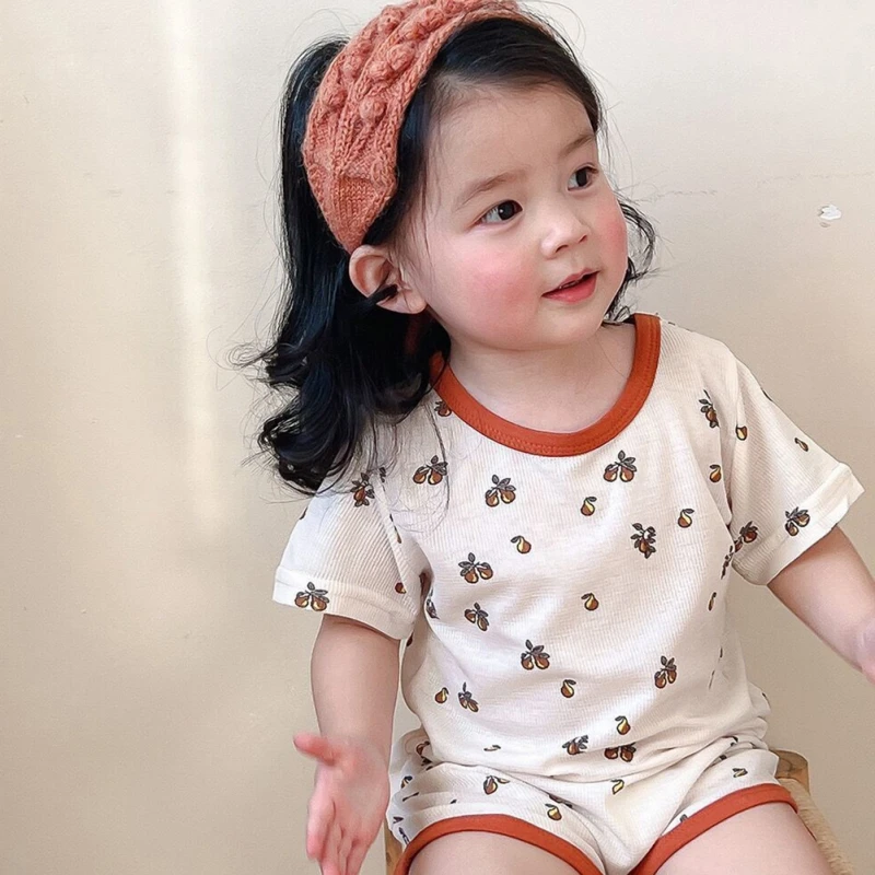 Summer Boys Girls Pajamas New Ice Silk Thin Section Printing Home Wear Baby Split Short-sleeved Pants Air Conditioning Clothing