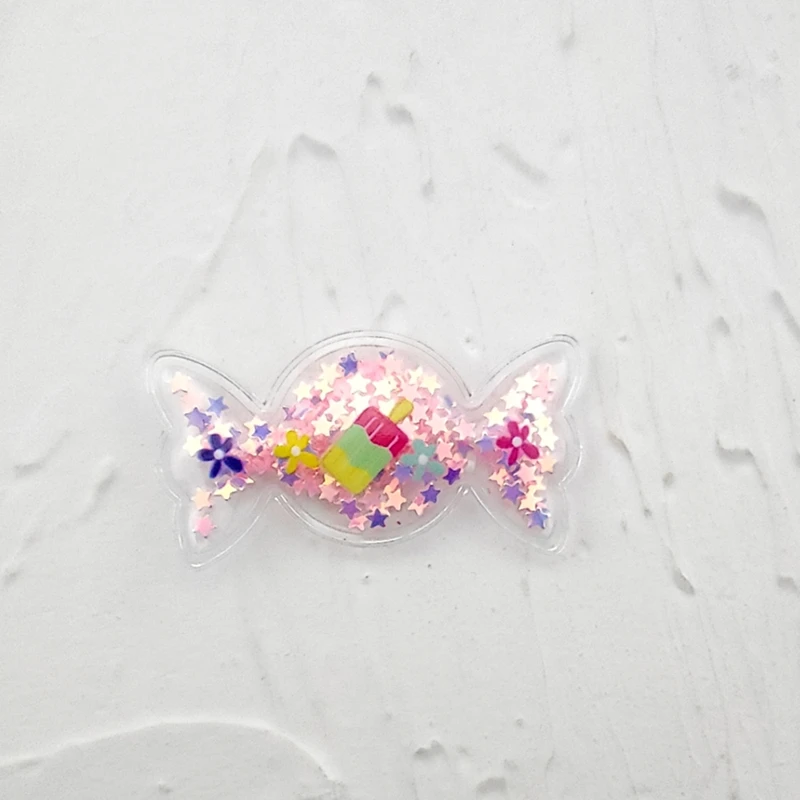 Transparente Süßigkeiten form mit glänzenden Sternen fließenden Applikationen für Kinder, DIY Haarclip Zubehör, 5x2,5 cm, 10 Stück pro Menge – Detail 3