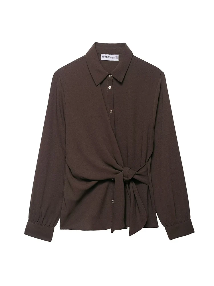 New Women's Shirt Pants Set Simple Lapel Long Sleeve Fit Blouse Wide Leg Trousers Women Elegant Office Fashion Autumn Outfits