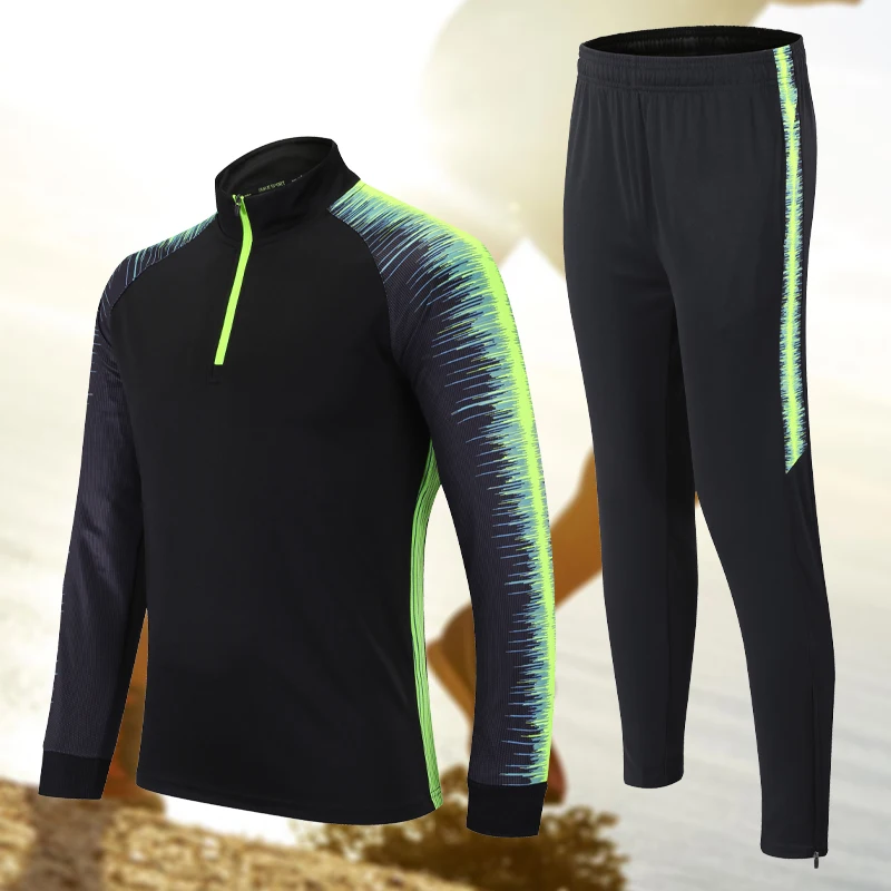 MensSportsSetRunningGymAutumnLongJerseysPantsPrintQuickDry