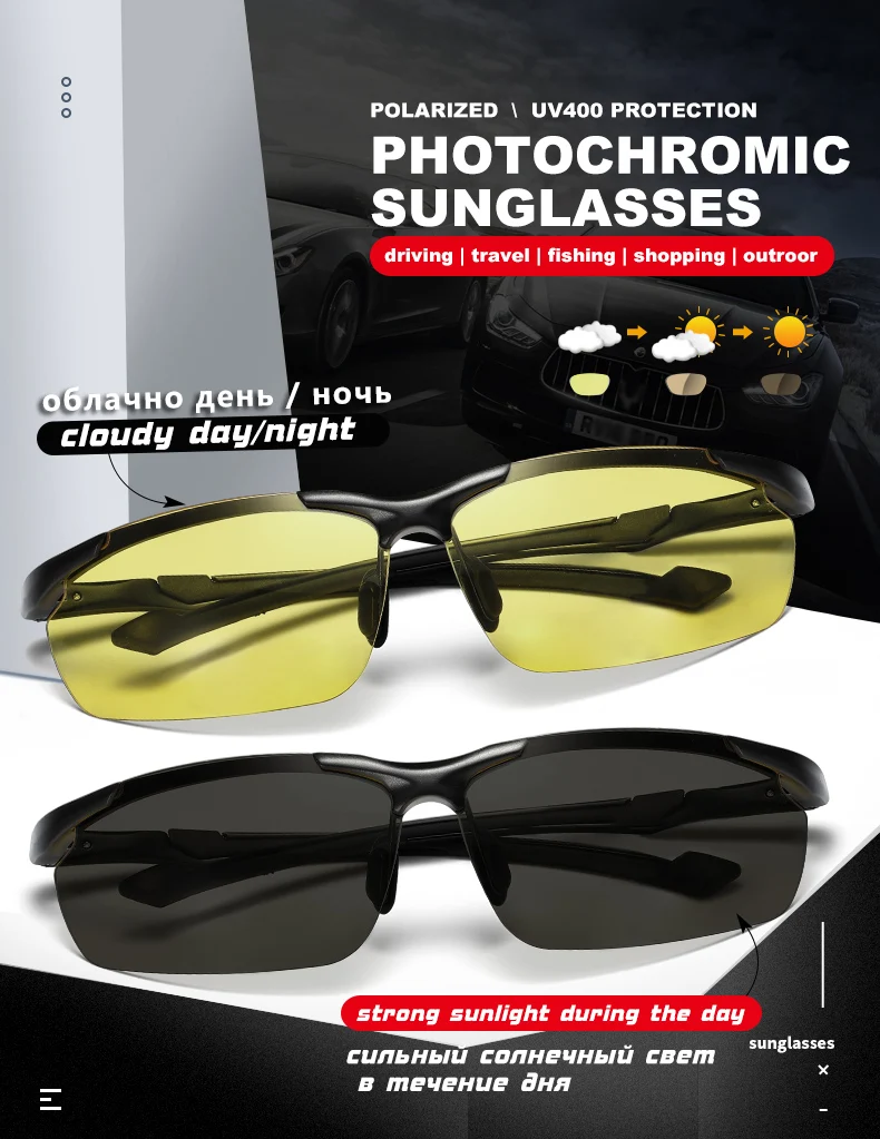 LIOUMO Top Qualität Aluminium Magnesium Sonnenbrille Polarisierte Männer Photochrome Fahren Gläser Frauen Tag Nacht Vision Goggles – Detail 3