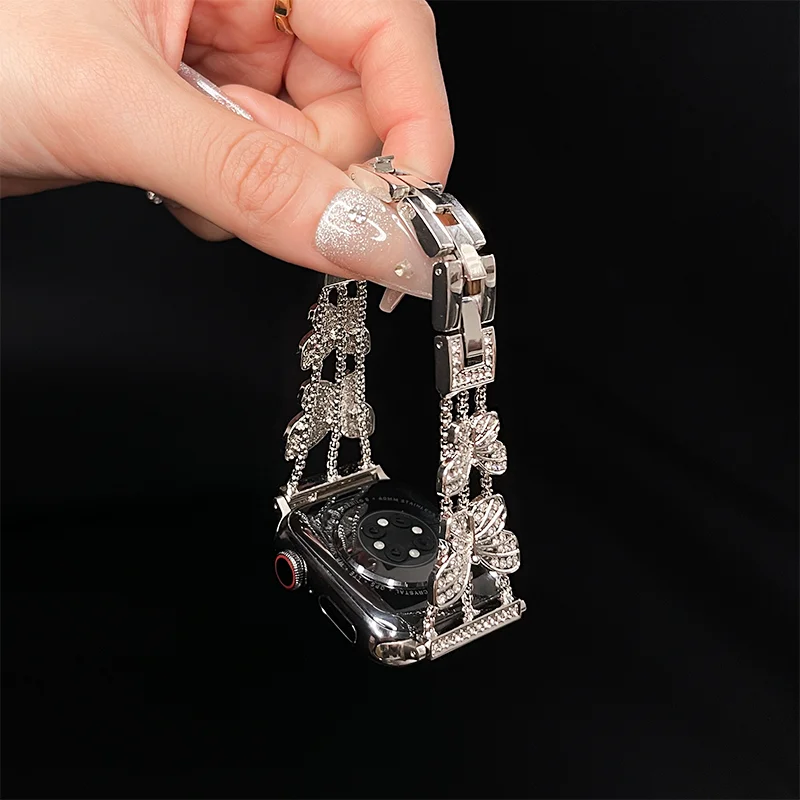 Butterfly Sparkle Diamond Strap for Apple Watch - Metal Bracelet