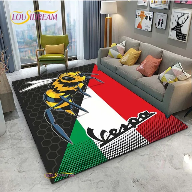 Tappeto da moto V-Vespa di moda moderna per soggiorno, divano, tavolino, camera da letto, yoga, cucina, tappetino antiscivolo per bambini, regalo di compleanno 1