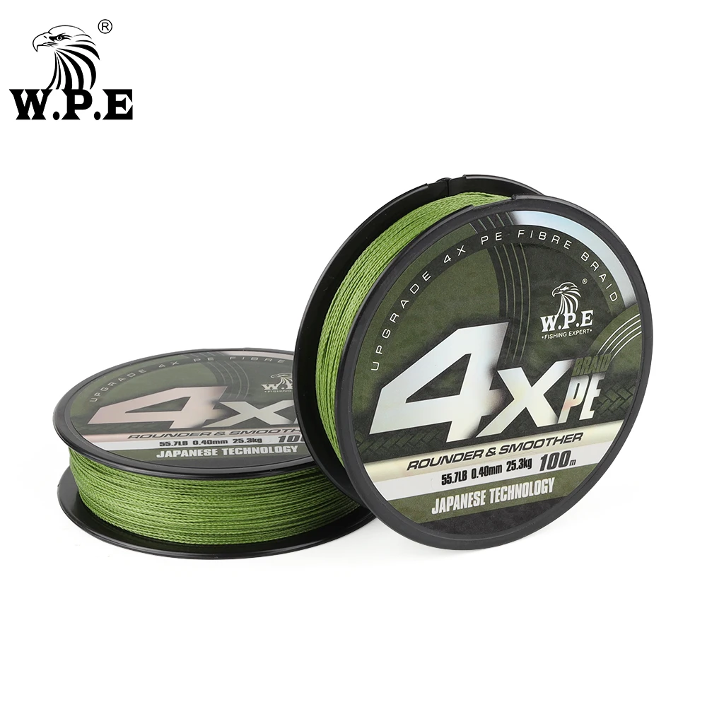 

W.P.E Fishing Line 100m Braided 0.18mm-0.50mm 24lb-76.3lb Army Green PE Line Main Line Bass Lure Carp Fishing Line Tackle 1