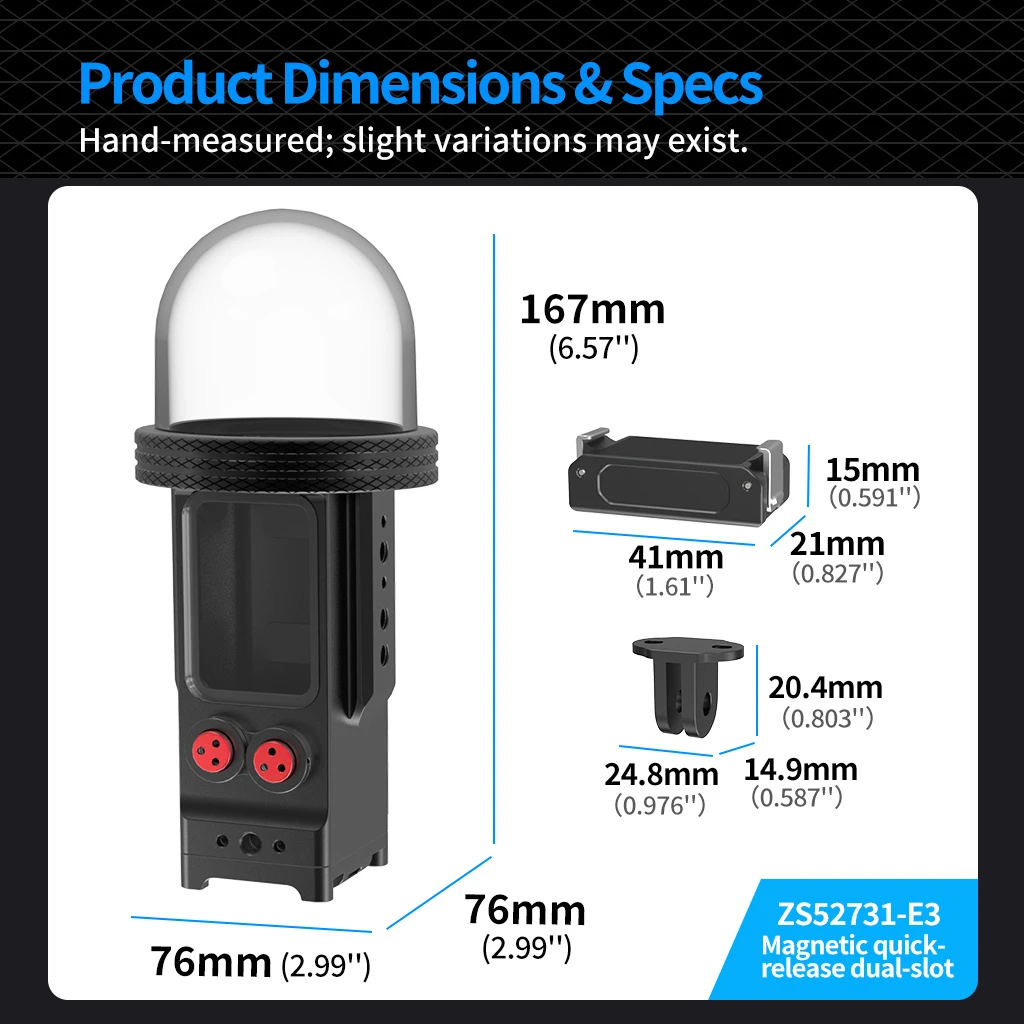 Für DJI Osmo Pocket 3 Wasserdichtes Gehäuse 80 m Aluminiumpanzerung Magnetisches Schnellspanngehäuse 1/4 Halterung für Unterwasserkamera Gimbal – Detail 25