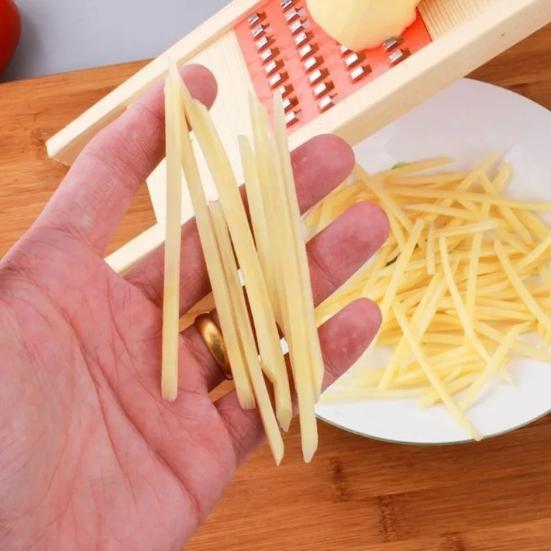 Description Picture 4 of itemWooden Potato Grater Cucumber Vegetable Slicer Salad Kitchen Shredder Cheese Carrot Chopper Potato Peeler French Fry Cutter