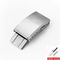 Elegant Stainless Steel Folding Watch Clasp (16mm silver)