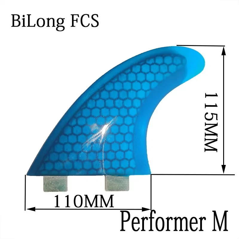 BiLong FCS Tri Fin Performer MED Fiberglass Water High Gloss Surfboard Fin Professional Surfboard Accessories Surfing Wakeboard