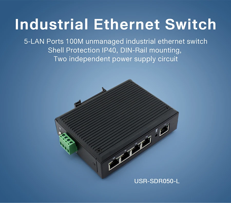 SDR050-L 5-LAN Ports 10/100M Unmanaged POE Industrial Ethernet Switch