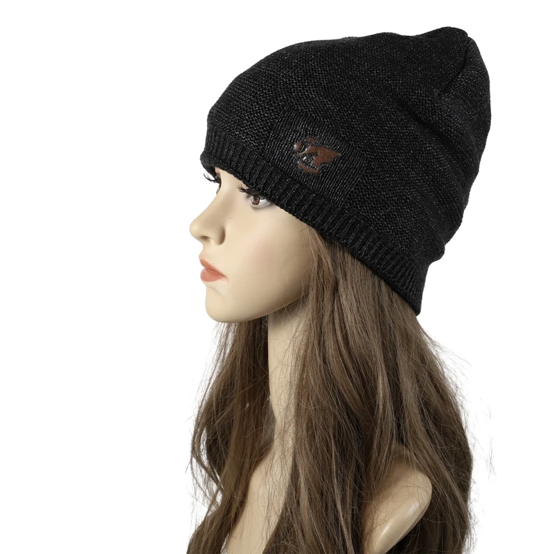 

Men And Women Winter Add Fur Lined Warm Beanie Cap Unisex Outdoor Sport Casual Maple Leaves Labal Knitted Fleece Hats